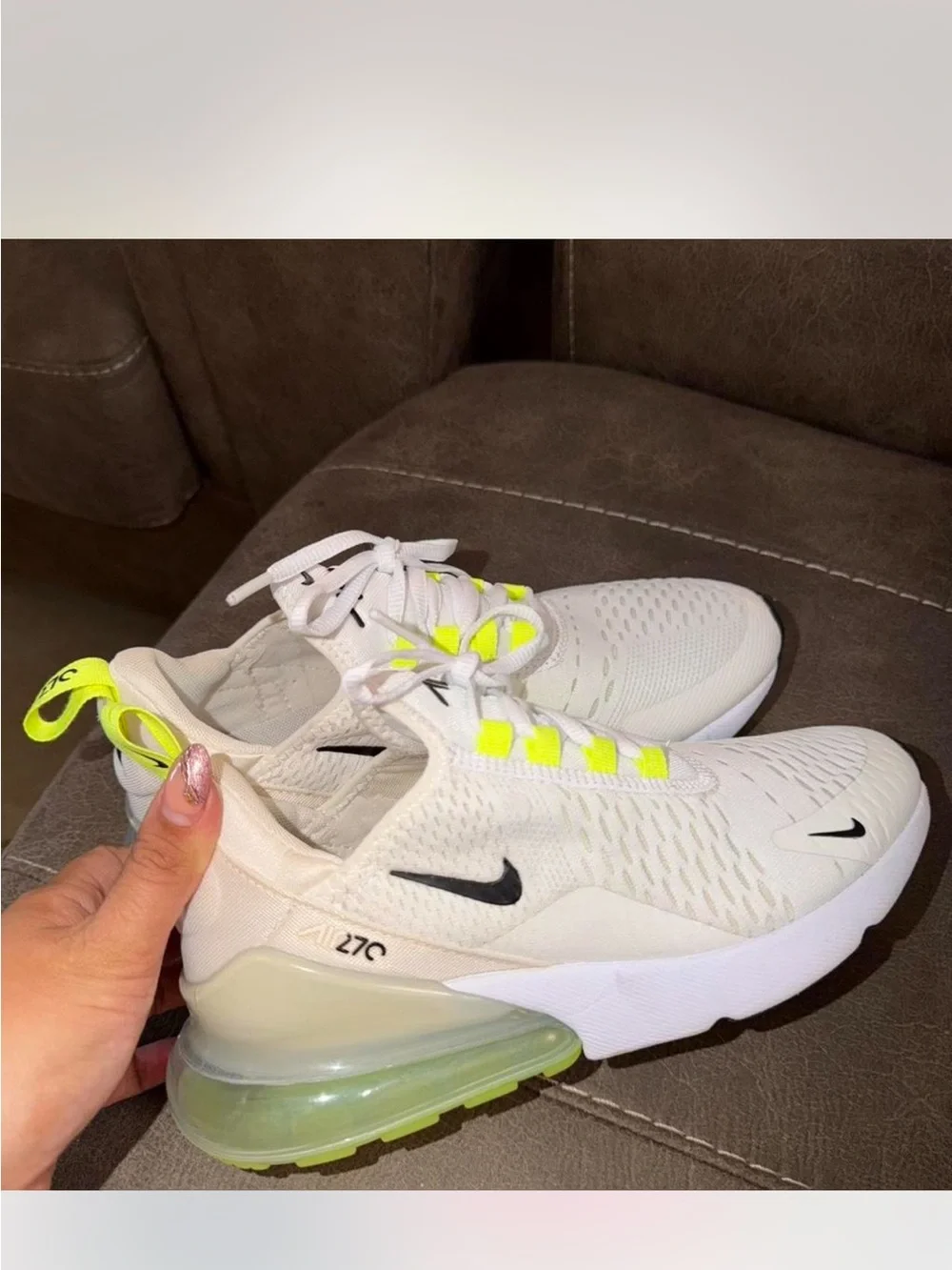 Nike Women’s Air Max 270 White with Neon Yellow Accents
